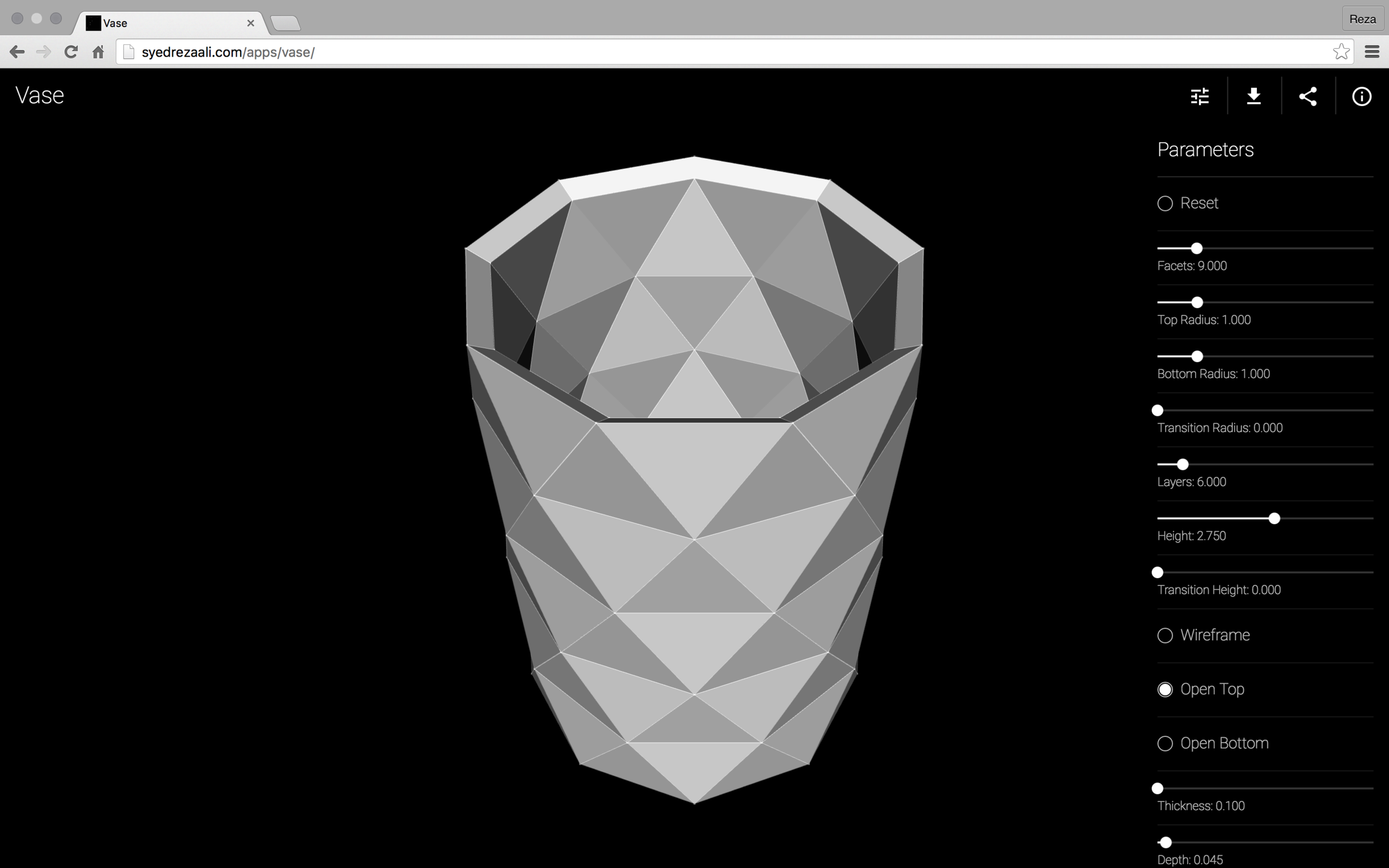 3D Vase Maker Web App